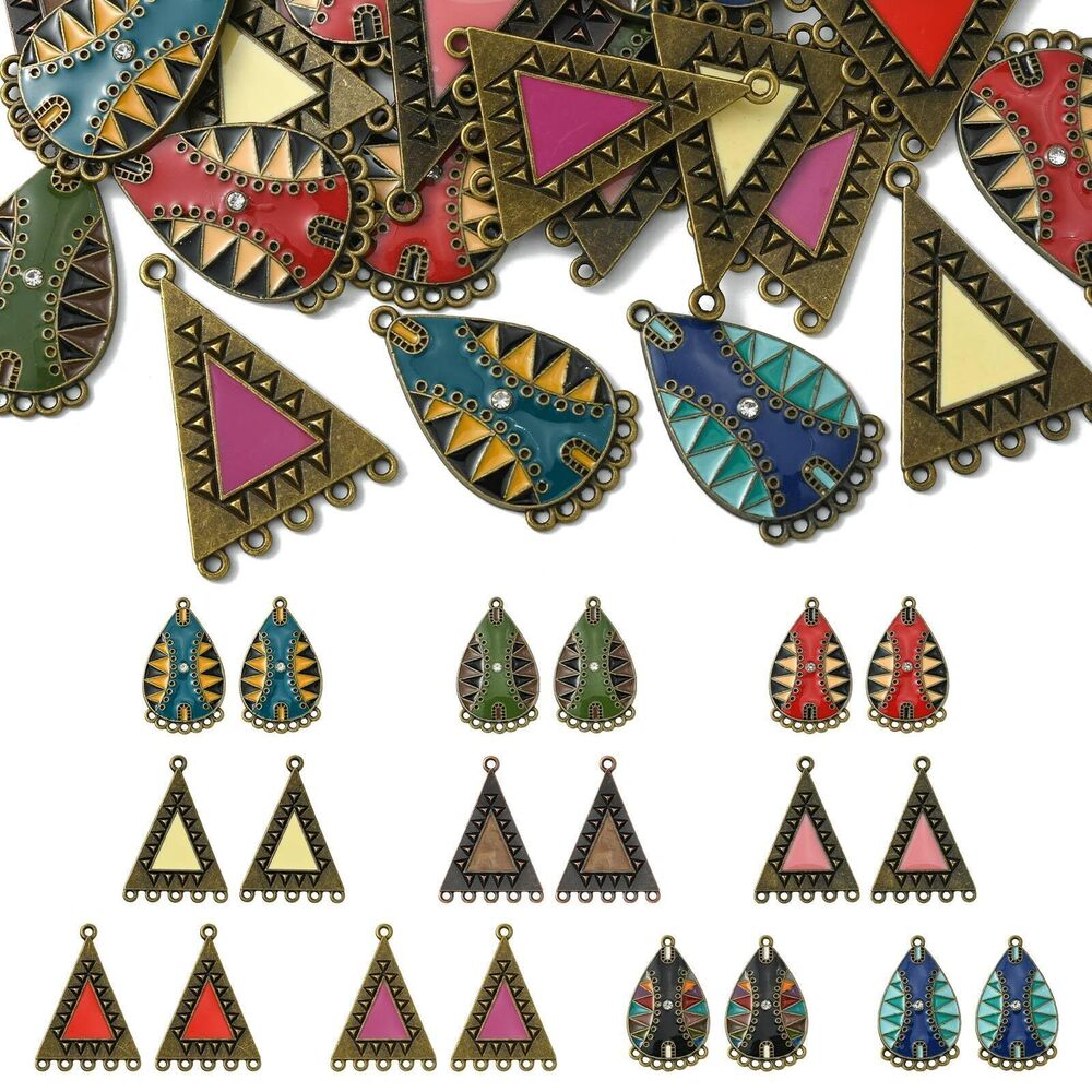 3663 40 pcs 10 Styles Teardrop Triangle Theme Enamel Alloy Chandelier